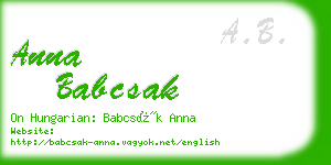 anna babcsak business card